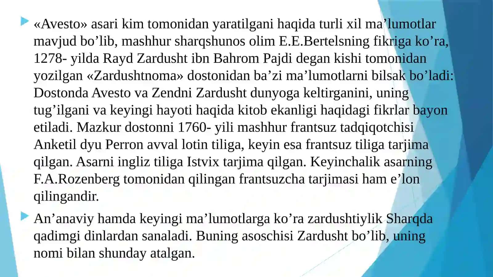 Zardo’shtiylik mafkurasi va ularning qadimiy xalqlar mafkurasi hayotida tutgan o’rni 3