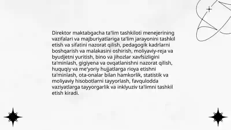 Direktor maktabgacha ta'lim tashkiloti menejeri 3