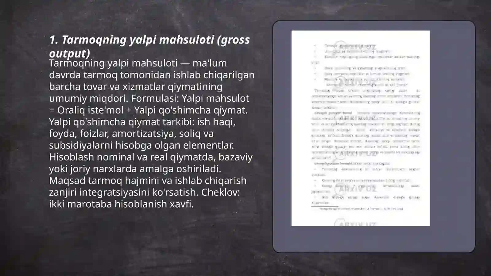 Tarmoqni ifodalovchi iqtisodiy ko'rsatkichlar 3