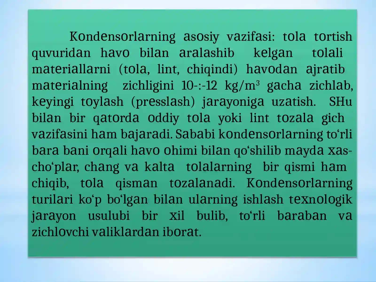Kondensorlarning asosiy vazifasi 3