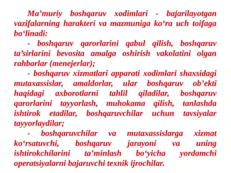 BOSHQARUV MEHNATINI TASHKIL ETISH 3