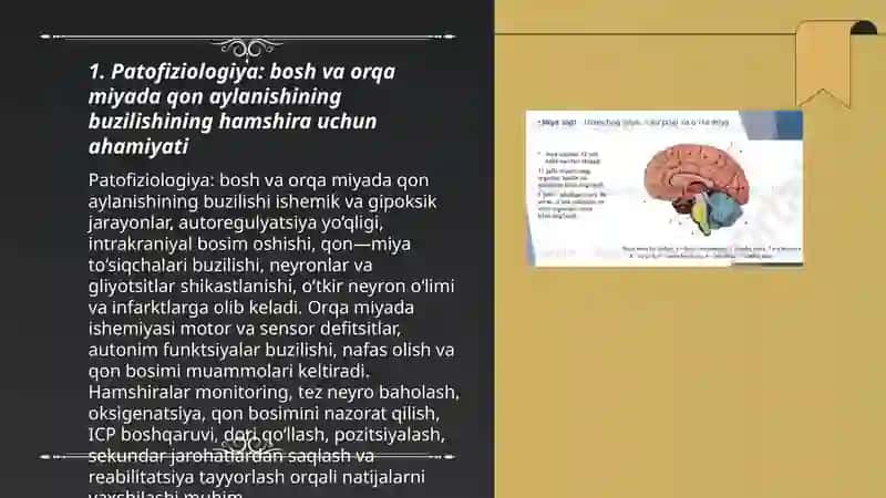 Bosh va orqa miyada qon aylanishining buzilishida hamshiralik ishi 3
