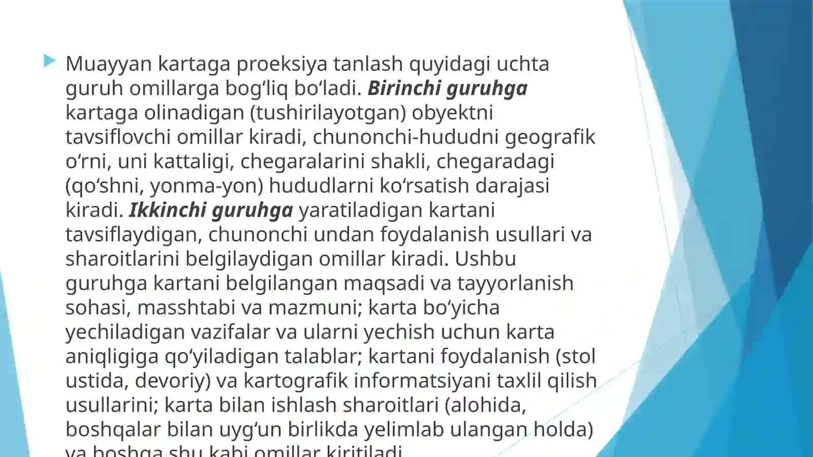 Proektsiyalarda burchak aniqligi talab qilinadigan dengiz va aeronavigatsiya kartalari 3