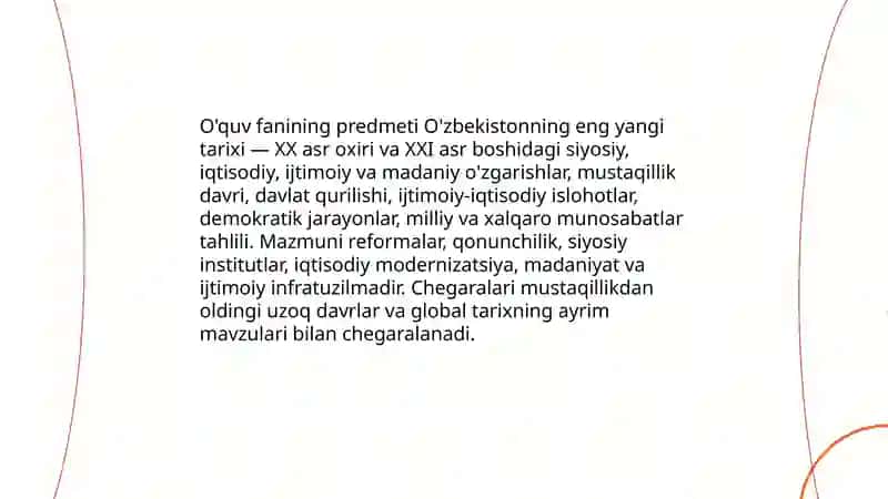 "O'ZBEKISTONNING ENG YANGI TARIXI" O'QUV FANINING PREDMETI, MAQSADI VA VAZIFALARI, NAZARIY-METODOLOGIK TAMOYILLAR 3