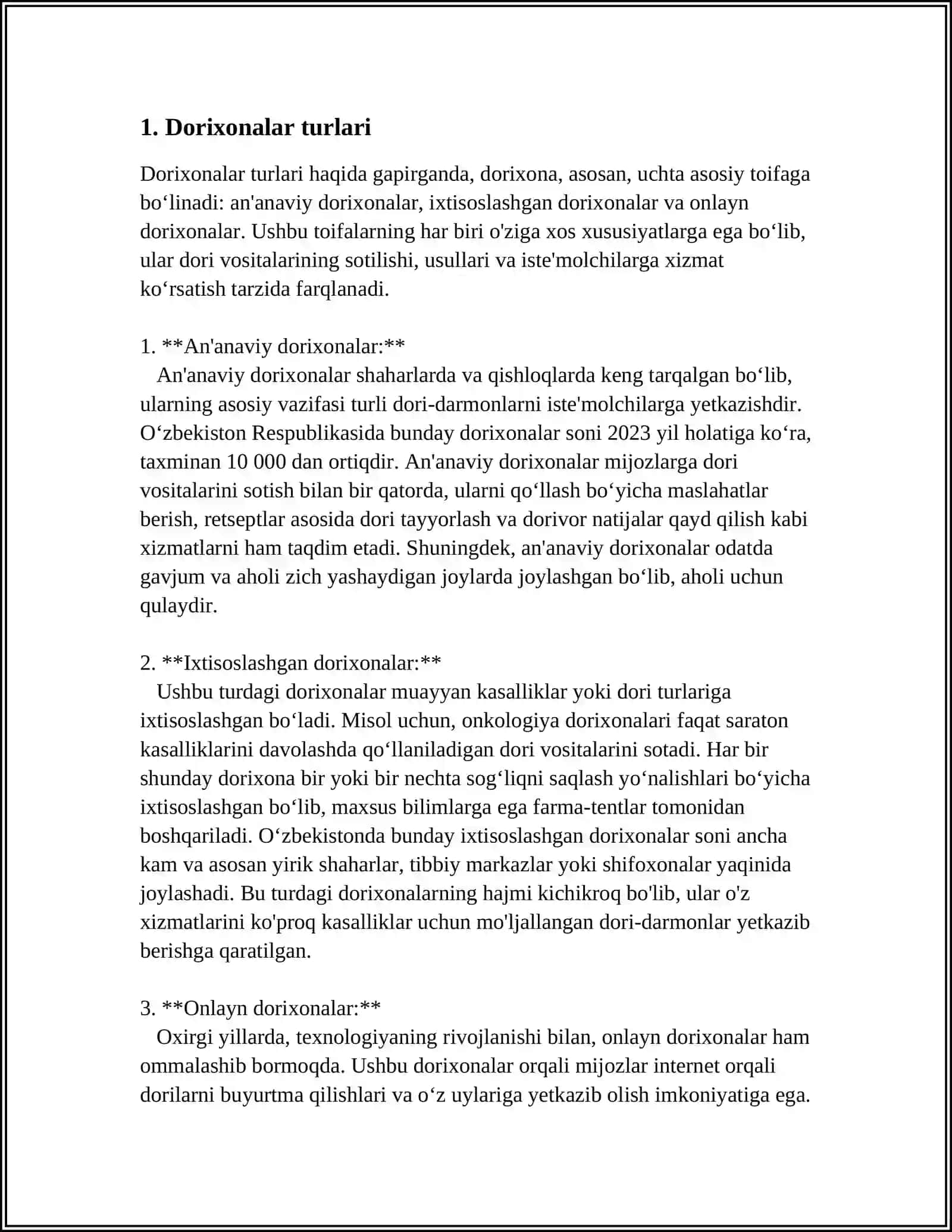 DORIXONA TURLARI VA DORIXONA TUZILISHI 3