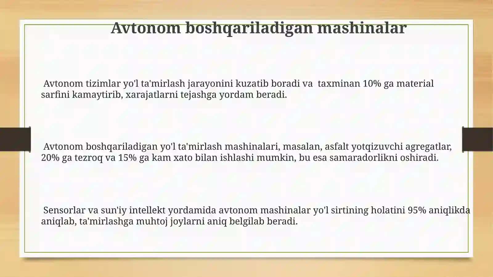 Avtonom boshqariladigan mashinalar 3