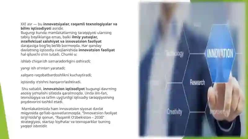 Innovatsion iqtisodiyotda innovatsion faoliyatning zarurligi, vazifalari va ahamiyati 3