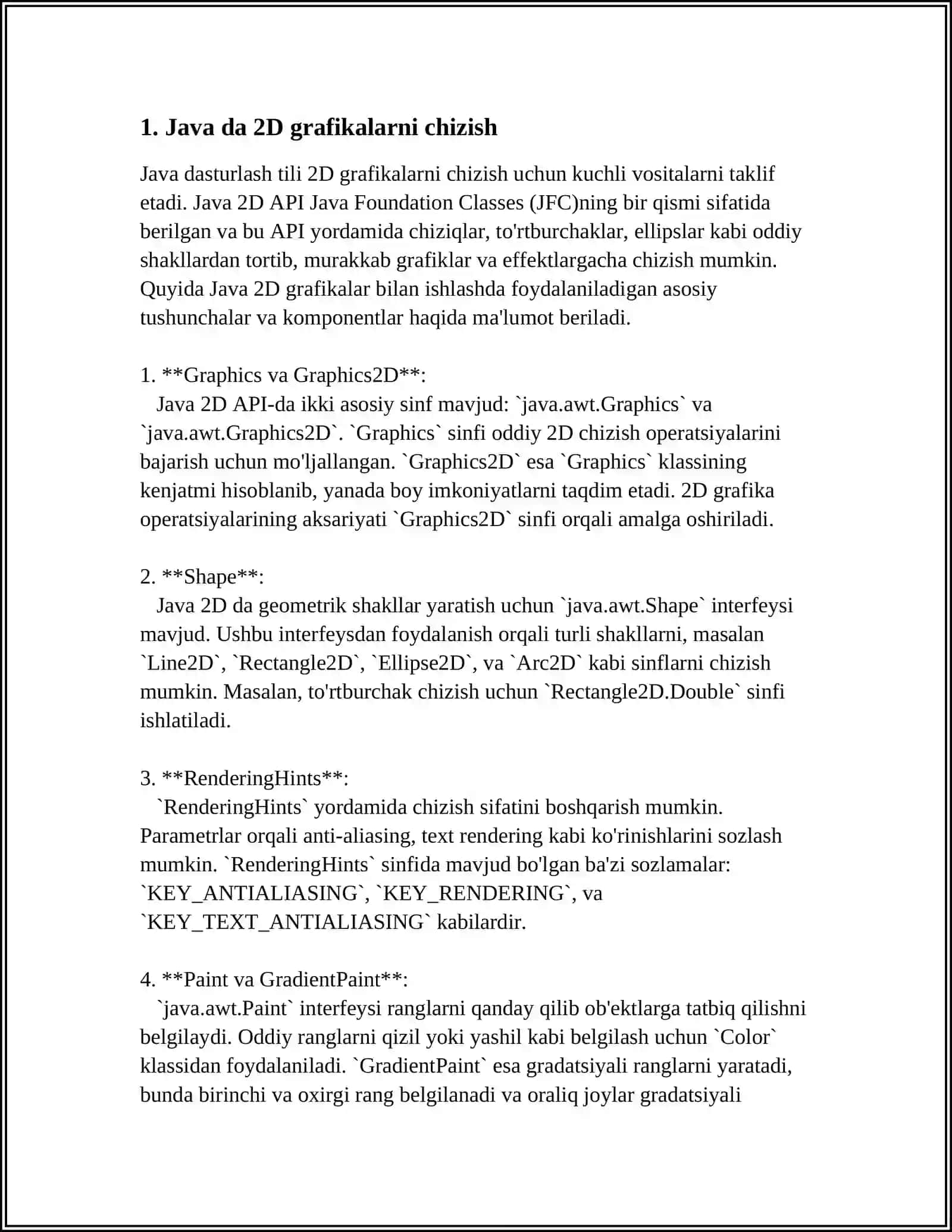JAVADA GRAFIKA BILAN ISHLASH 3