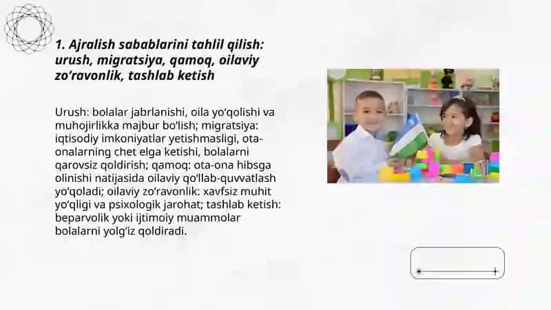 Bolalar va ota onalardan ajratilgan yoki ajralgan bolalar - Erkinova.L 3