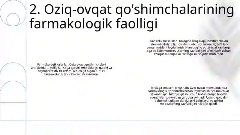 Oziq-Ovqat Maxsulotlar Tarkibiga Kiruvchi Farmakologik Faollikka Ega BoʻLgan Moddalarning Xafi 3
