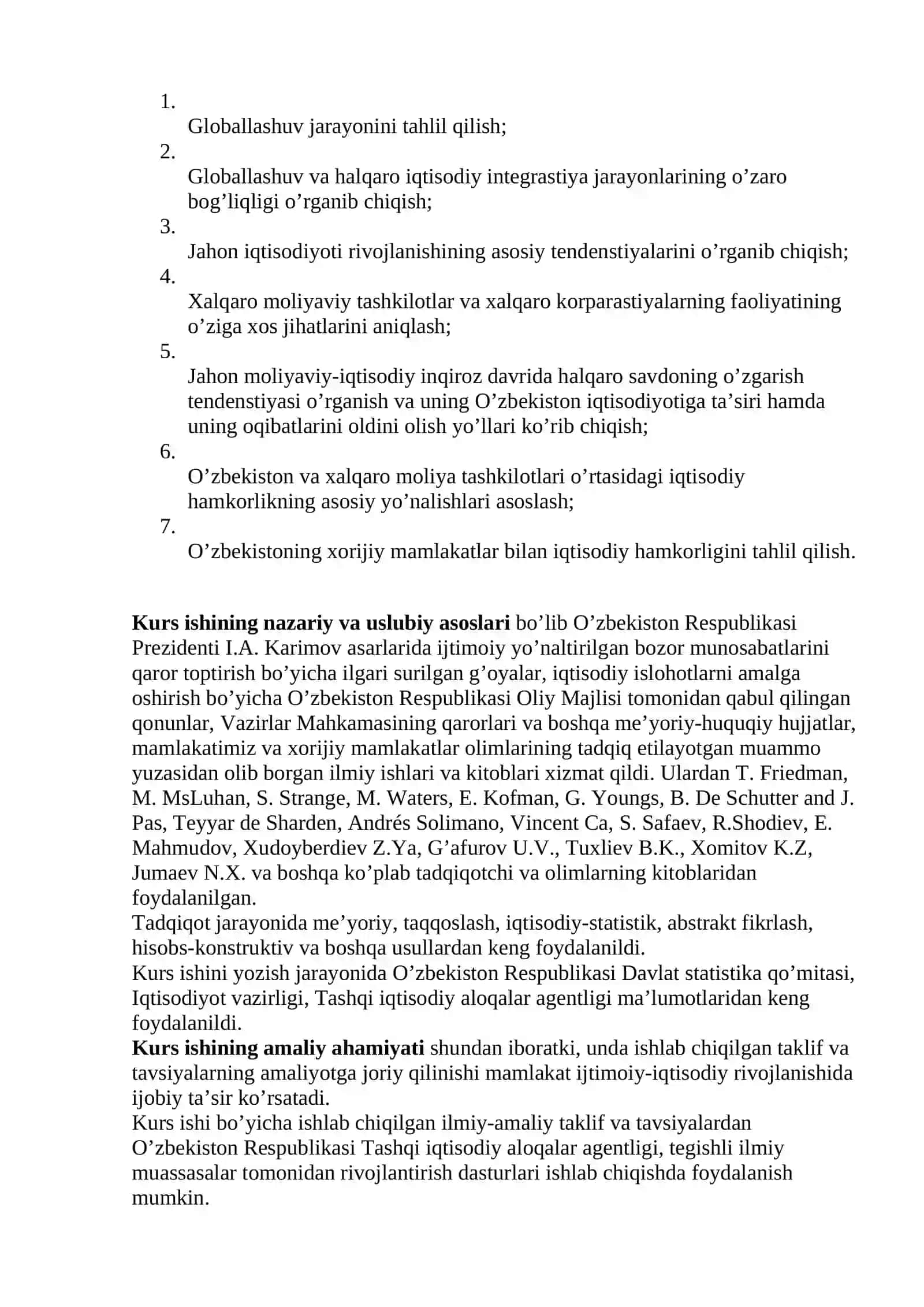 Globallashuv va xalqaro iqtisodiy integrastiya jarayonlarining o’zaro bog’liqligi va ularning milliy iqtisodiyotga ta’siri 3