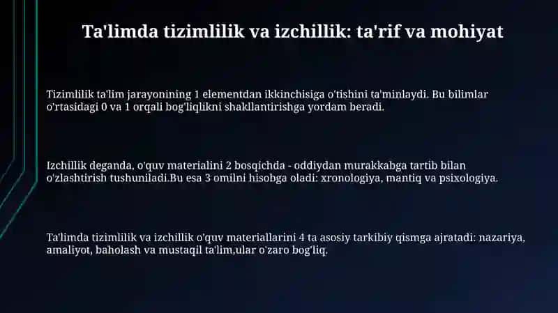 Ta'limda tizimlilik va izchillik 3