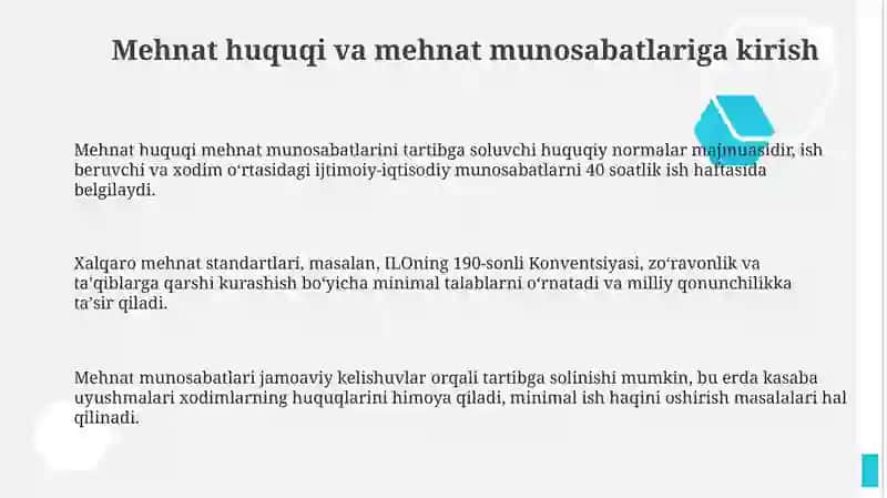 Mehnat huquqi va mehnat munosabatlariga kirish 3