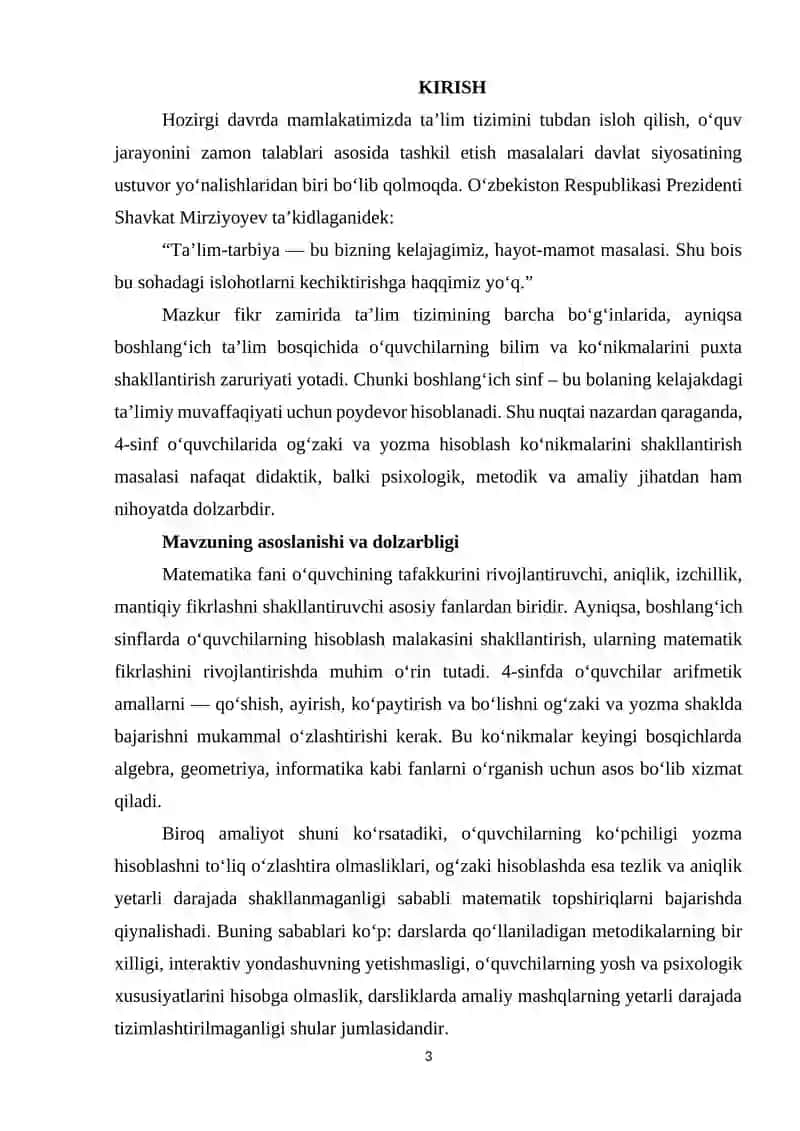 4- sinf oʻquvchilarida ogʻzaki va yozma hisoblashni shakllantirish metodikasi 3