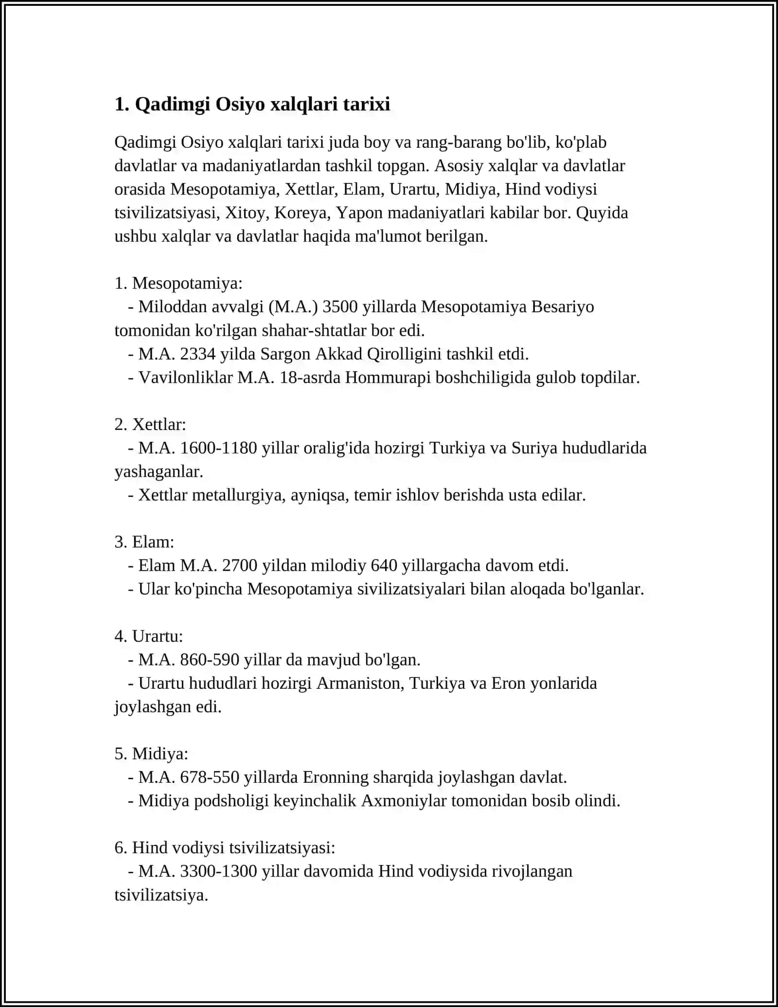 MUSTAQIL ISH Mavzu: ÕRTA OSIYODAGITARIXIY XUDUDLARVA QADIMGIXALQLARNI JOYLASHUVI 3