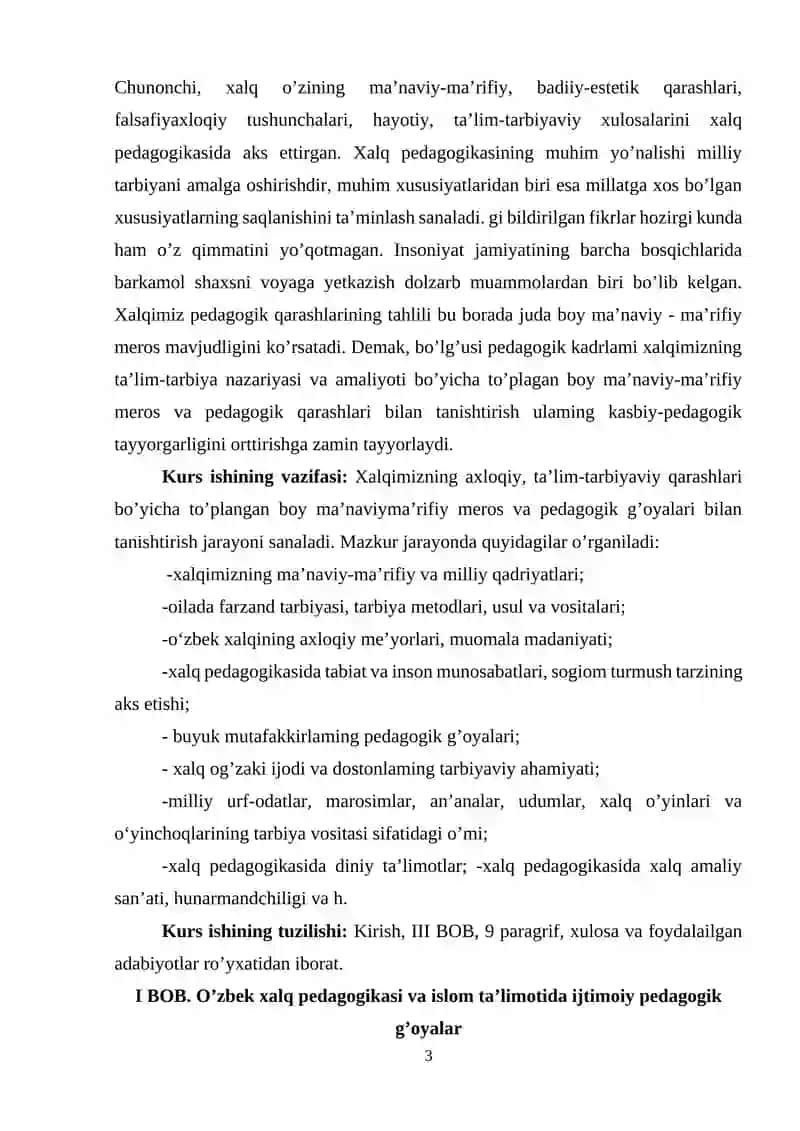 O’zbek xalq pedagogikasi va islom ta’limotida ijtimoiy pedagogik g’oyalar 3