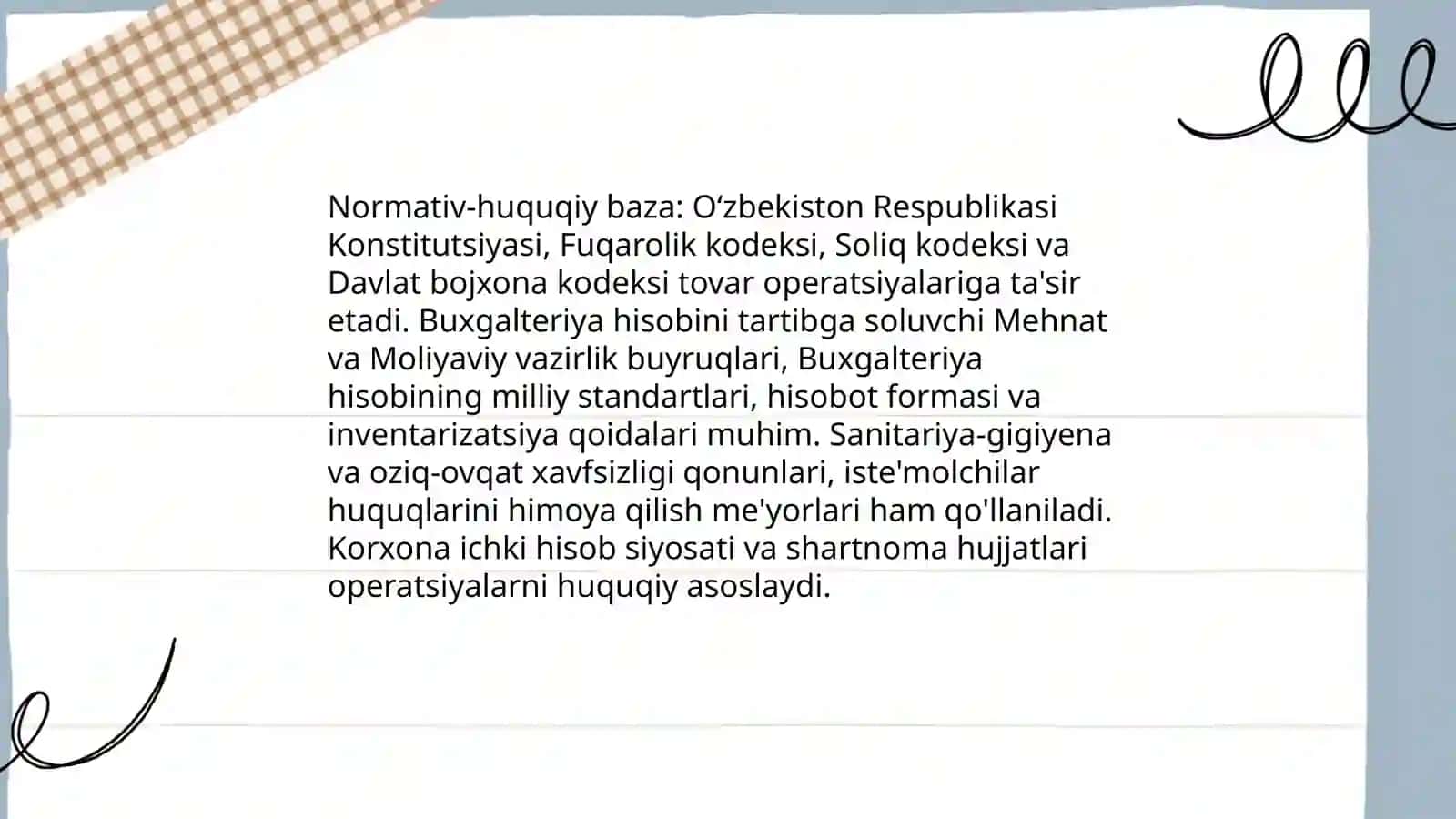 Umumiy ovqatlanish korxonalarida tovar operatsiyalari hisobining xususiyatlari 3