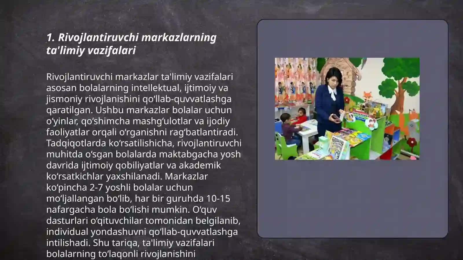 Rivojlantiruvchi markazlari ta'limiy faoliyat va ularga qoʻyilgan talablar 3