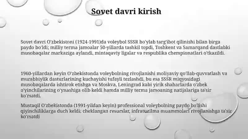 Voleybolning kelib chiqish tarixi, rivojlanishi va O'zbekistonda vujudga kelishi 3