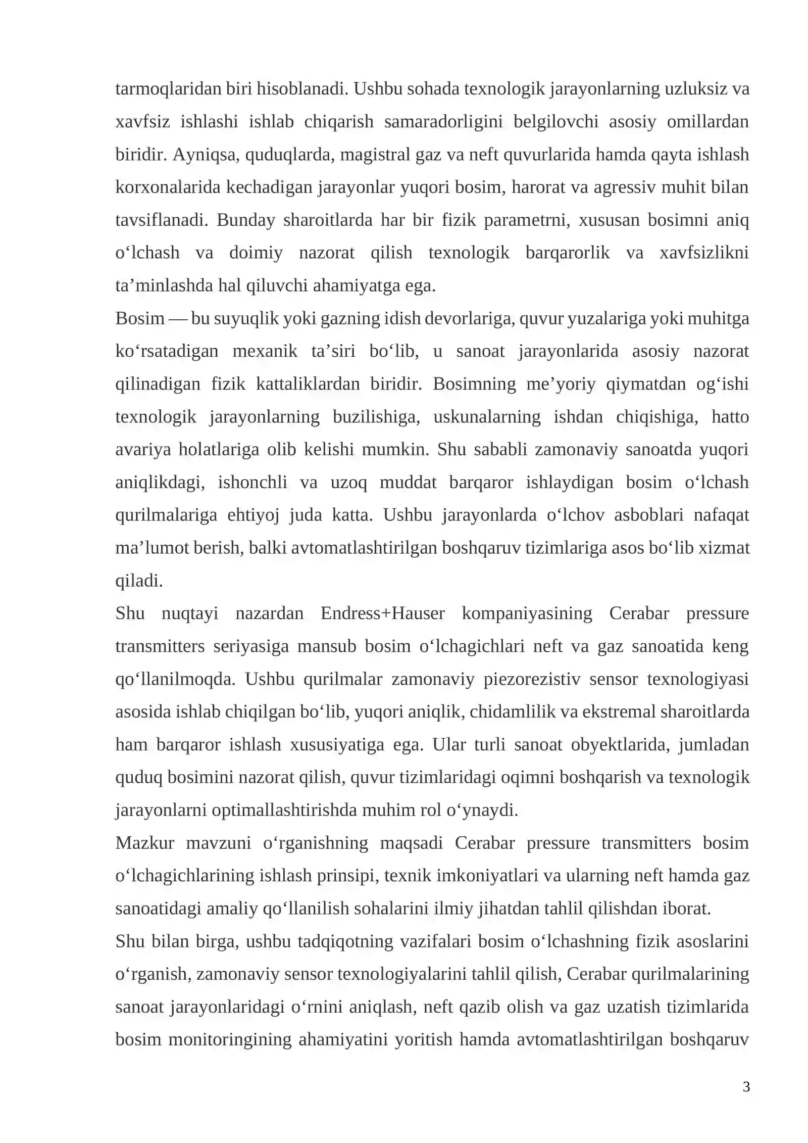 Endress+Hauser Cerabar bosim o‘lchagichlarining neft va gaz sanoatidagi qo‘llanilishi 3