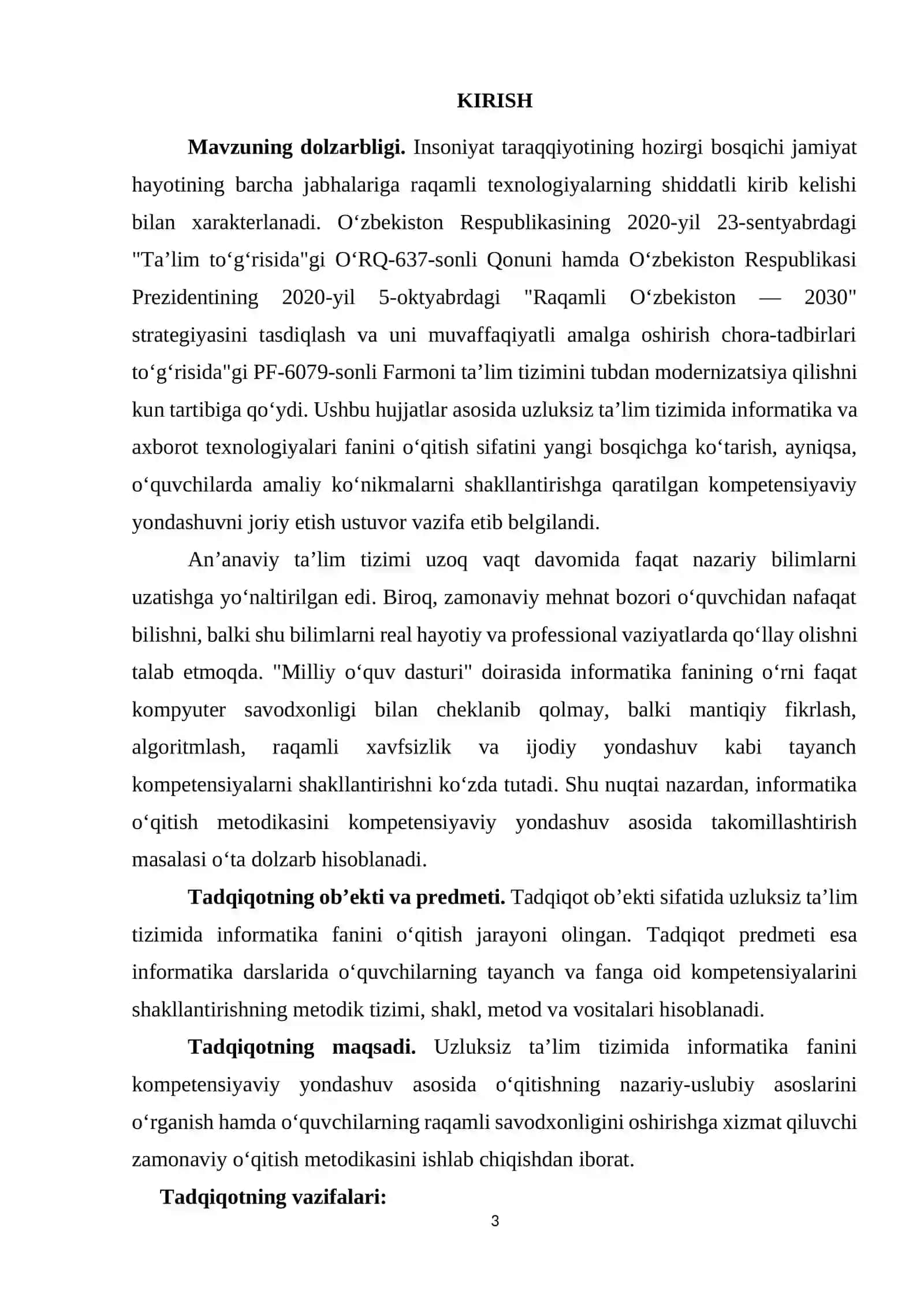 Uzluksiz ta'lim tizimida Informatika fanini kompetensiyaviy yondashuv asosida oʻqitish metodikasi. 3