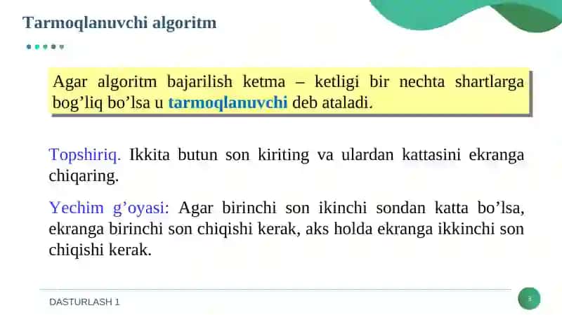 TARMOQLANUVCHI JARAYONLARNI TASHKIL ETISH 3