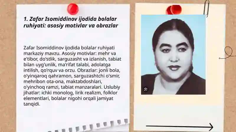 Zafar Isomiddinov Abdusaid Ko'chimov Zulfiya Mo'minova Kavsar Turdiyevalar ijodida bolalar ruhiyati talqini 3