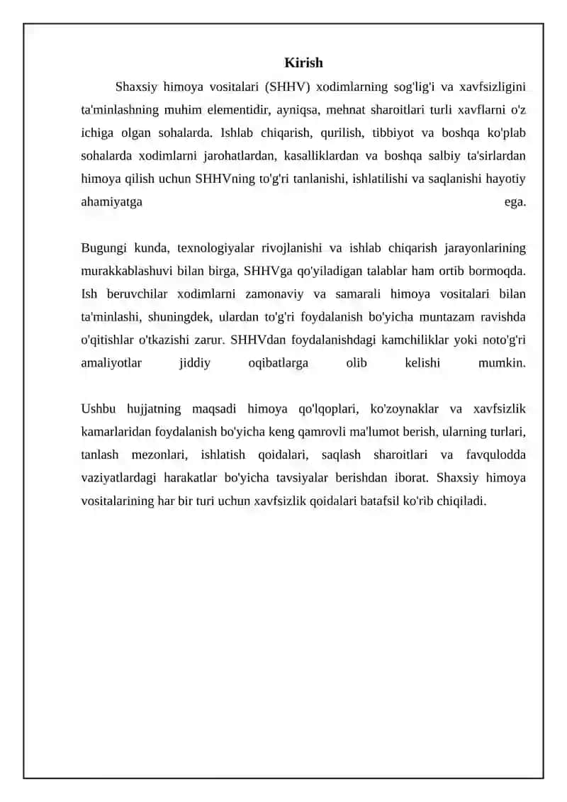 Shaxsiy himoya vositalari (SHHV) 3