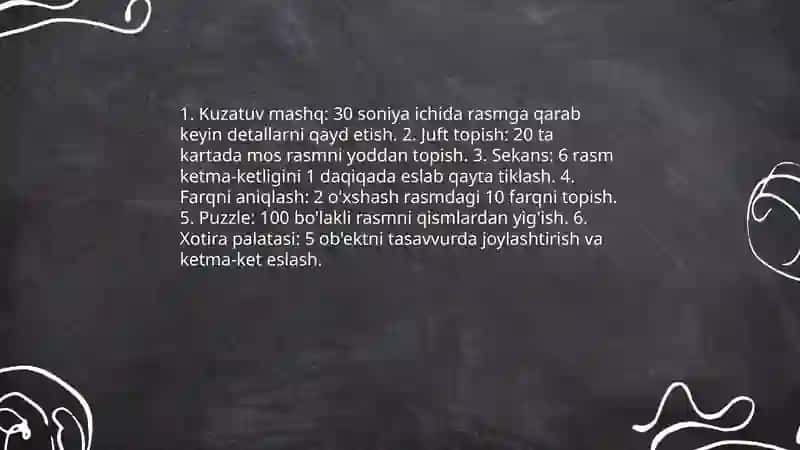 Xotirani rivojlantiruvchi psixologik mashgʻulotlar 3