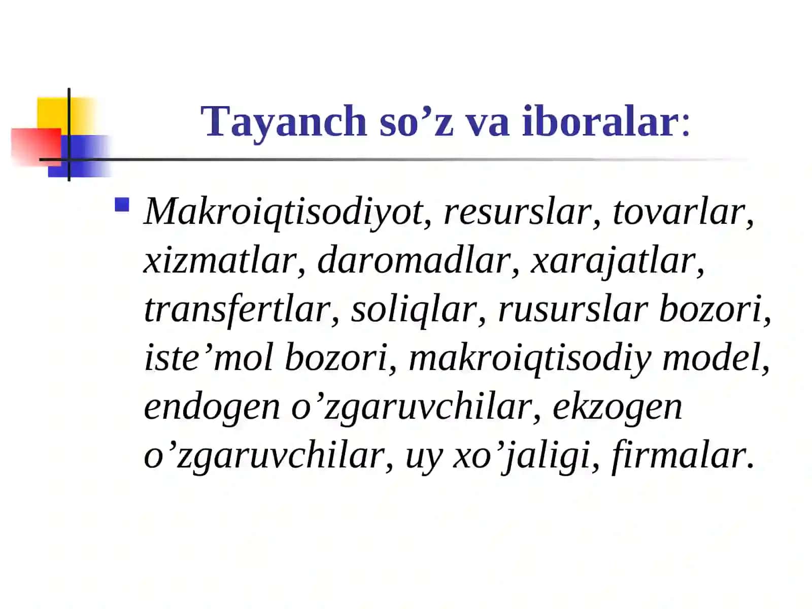 Dinamik makroiqtisodiy tahlil faniga kirish 3