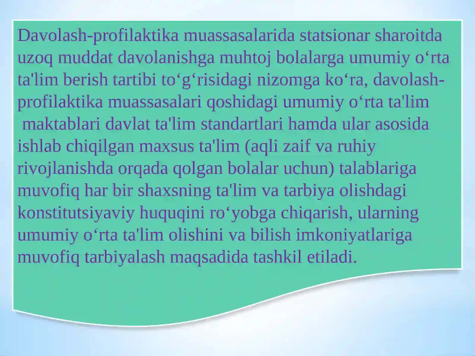 Tibbiyotdagi uzoq muddat davolanayotgan bolalar uchun ta'lim 3
