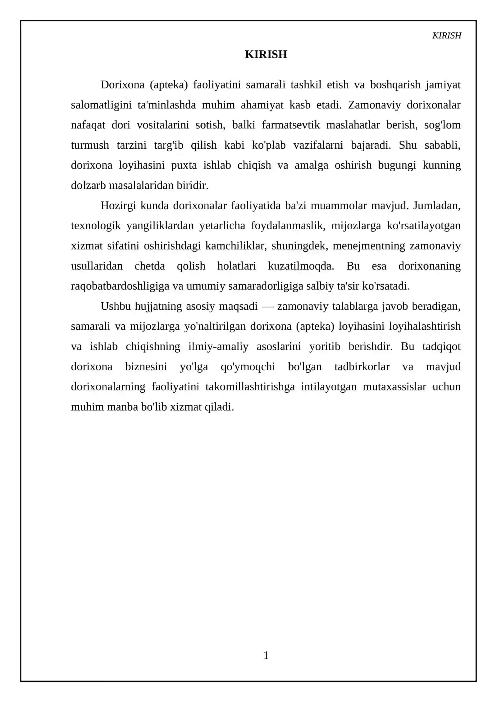 Dorixona (apteka) loyixasini loyihalashtirish va ishlab chiqish 3
