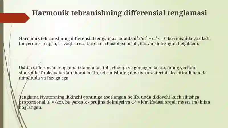 Garmonik tebranishning differensial tenglamasi 3