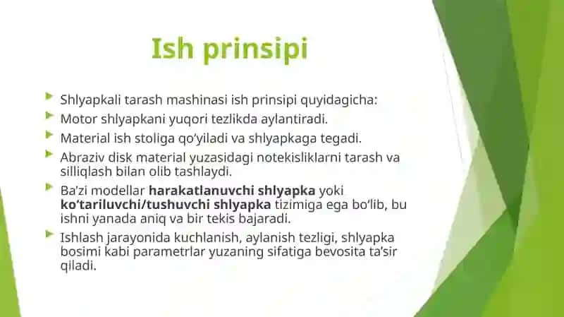 Shlyapkali tarash mashinasi ishi modelining tadqiqoti 3