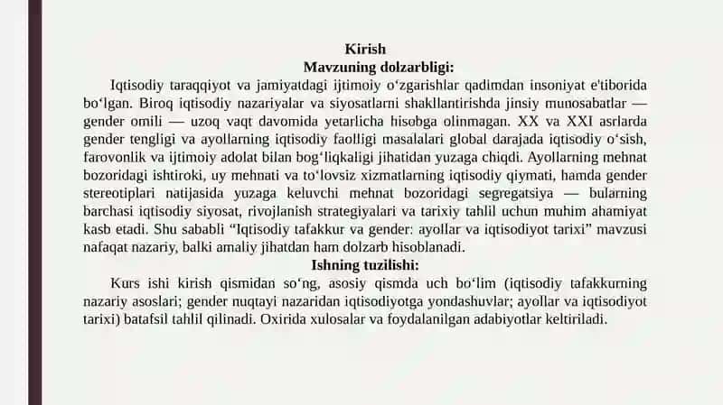 Iqtisodiy ta'fakkur va gender: ayollar va iqtisodiyot tarixi 3
