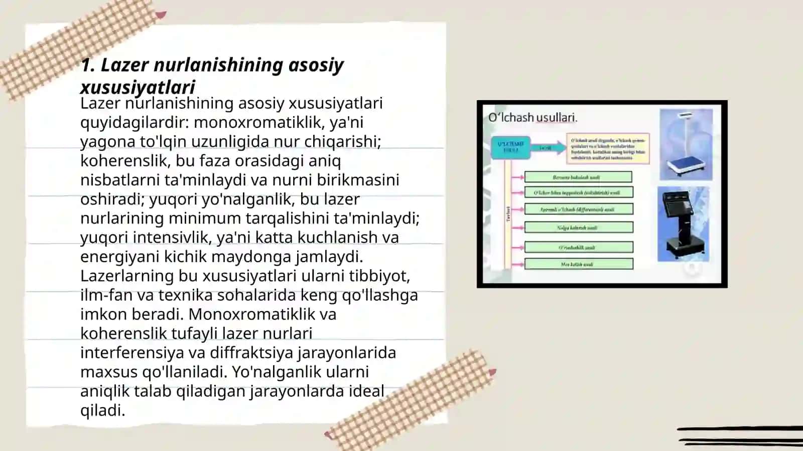 Lazer nurlanishi xarakteristikalari va ularni o'lchash metodlari 3