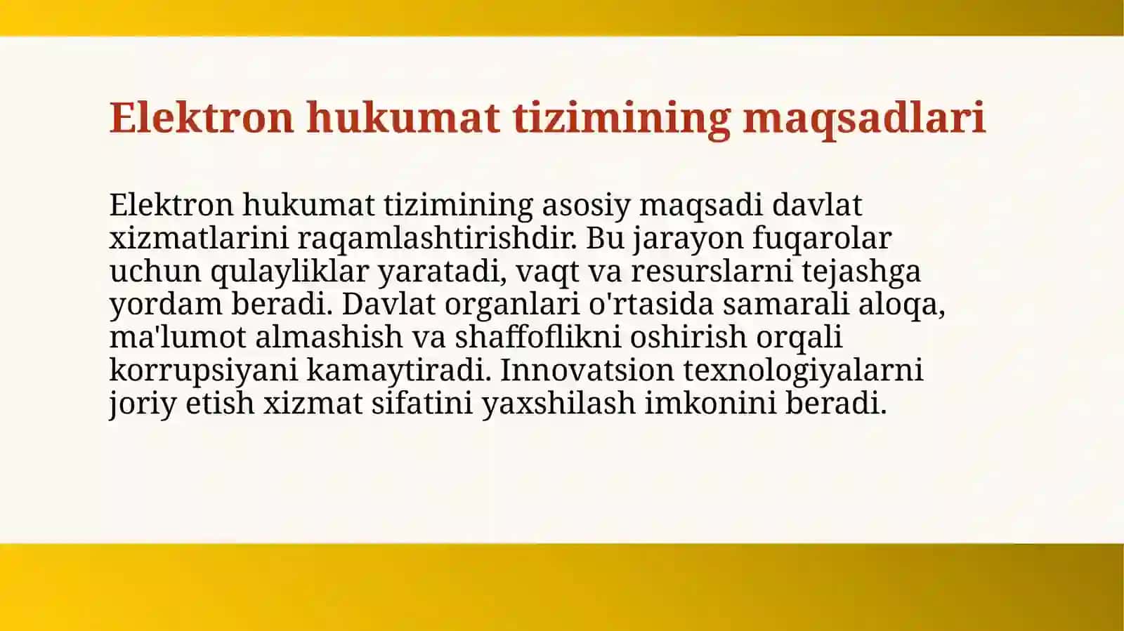 Elektron hukumat tizimini takomillashtirish davr talabi 3
