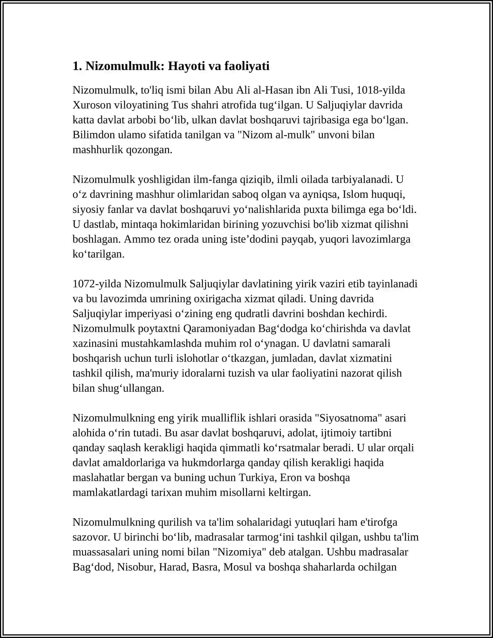 NIZOMULMULKNING SIYOSATNOMA ASARIGA ESSE 3