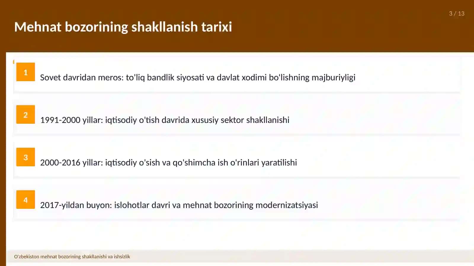 O'zbekiston mehnat bozorining shakllanishi va ishsizlik 3
