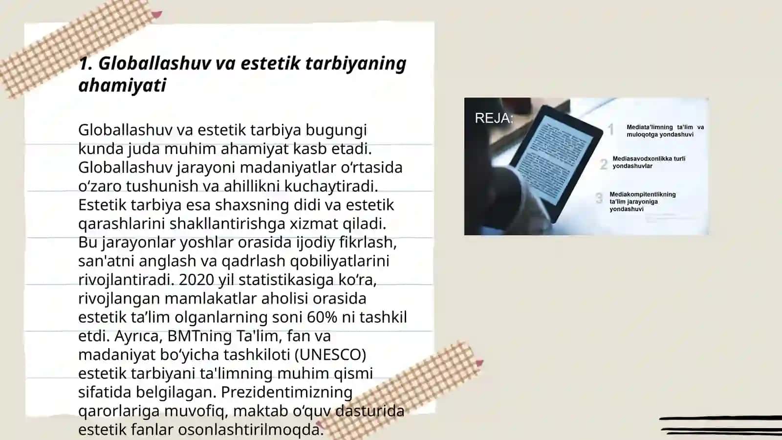 Globallashuv va estetik tarbiyaning ahamiyati 3