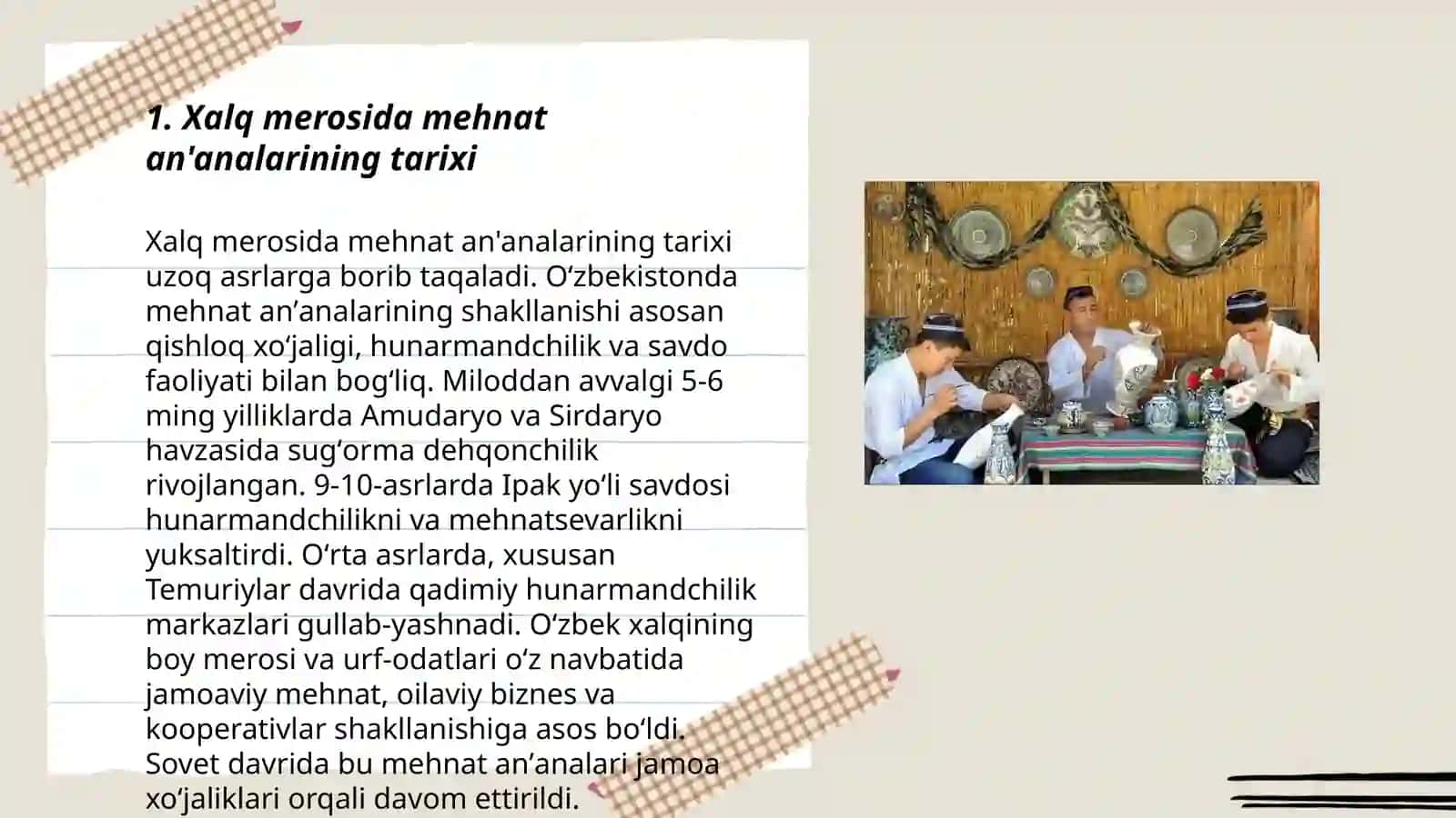 Xalq merosida mehnat an'analarining o'rni 3