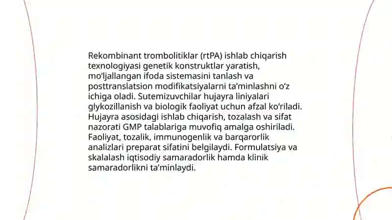 Rekombinant trombolitiklar (rtPA) ishlab chiqarish texnologiyasi 3