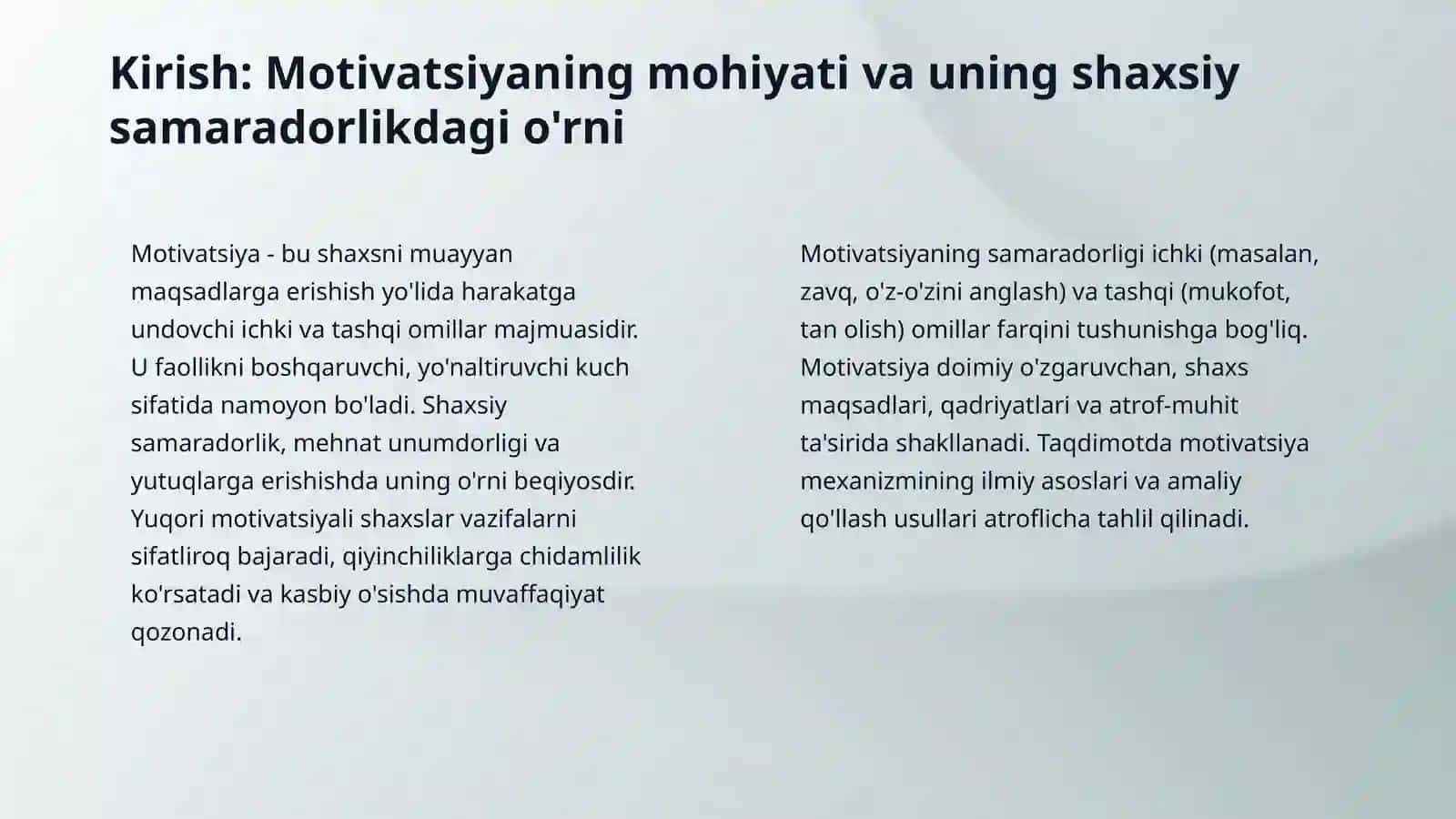 Personalni motivatsiya qilishning mexanizmini ishlab chqarish 3
