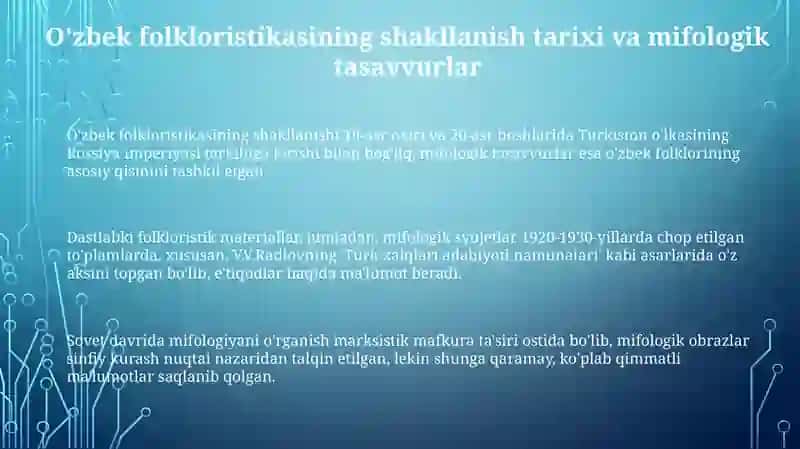 O'zbek folklarshunosligining tadrijiy taraqqiyotga mifologik tasavvurlar tadqiqi 3