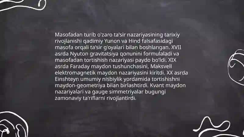 Masofadan turib o'zaro ta'sir va maydon 3