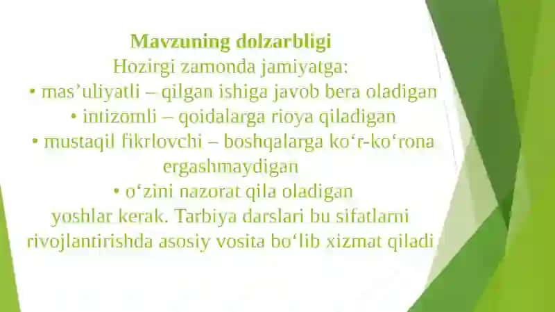 Tarbiya darslarida o‘quvchini o‘z ustida ishlash jarayoni 3