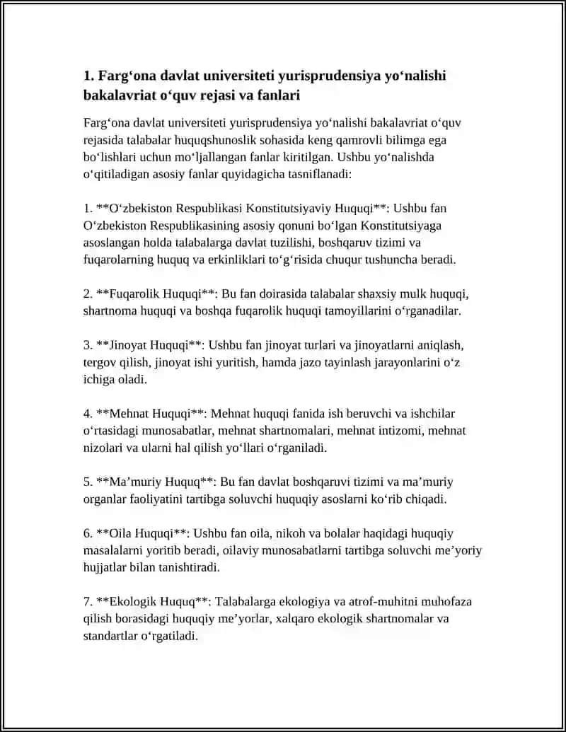 FARGʻONA DAVLAT UNIVERSITETI YURISPRUDENSIYA YOʻNALISHI 3