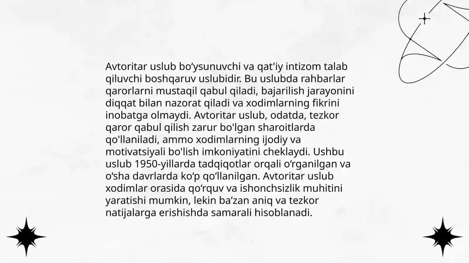 Avtoritar liberal va demokratik uslublarining o'qituvchi faoliyatida namoyon bo'lishi xususiyatlari 3