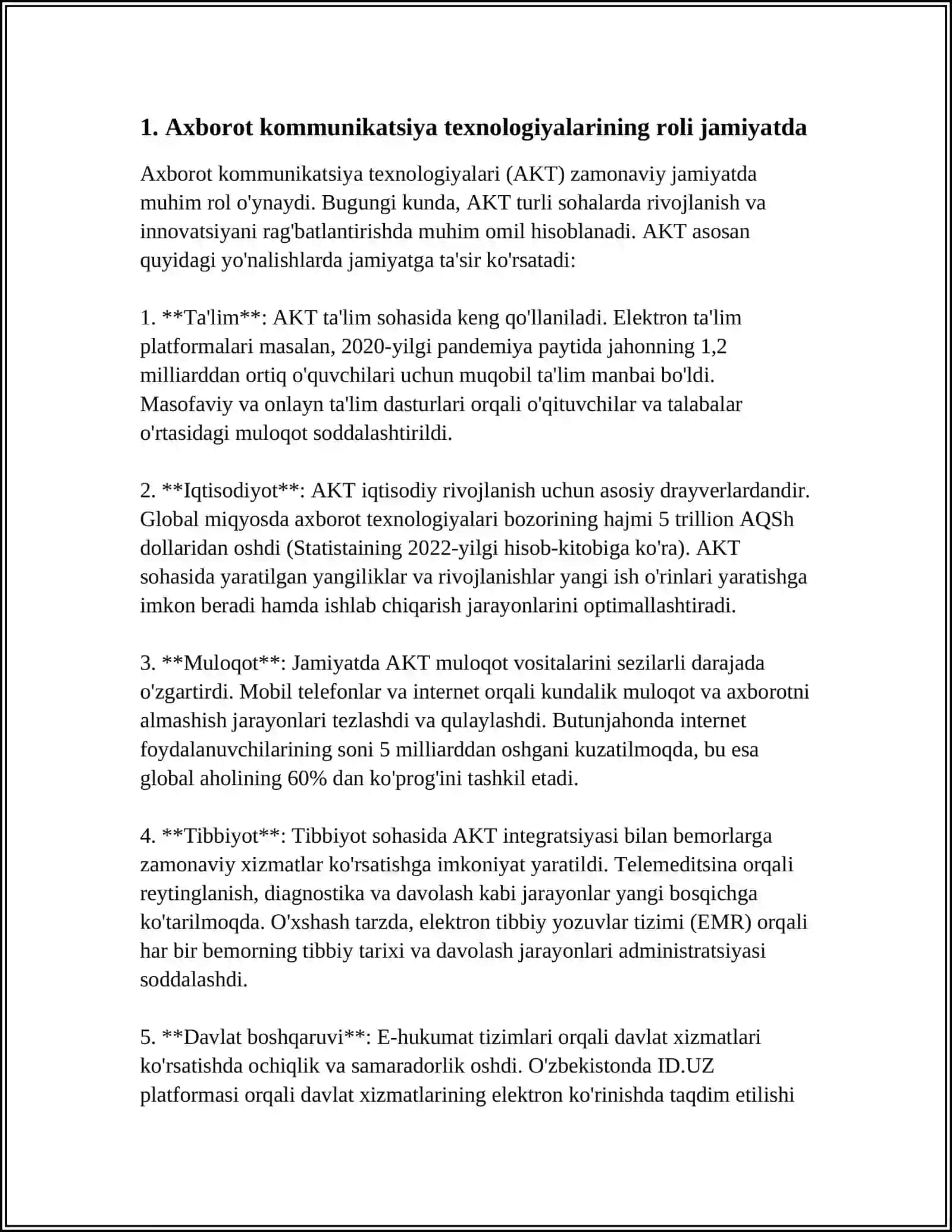 AXBOROT KOMMUNIKATSIYA TEXNOLOGIYALARI.EKLEKTRON JADVALLARDAN FOYDALANISH TERHNOLOGIYALARI 3