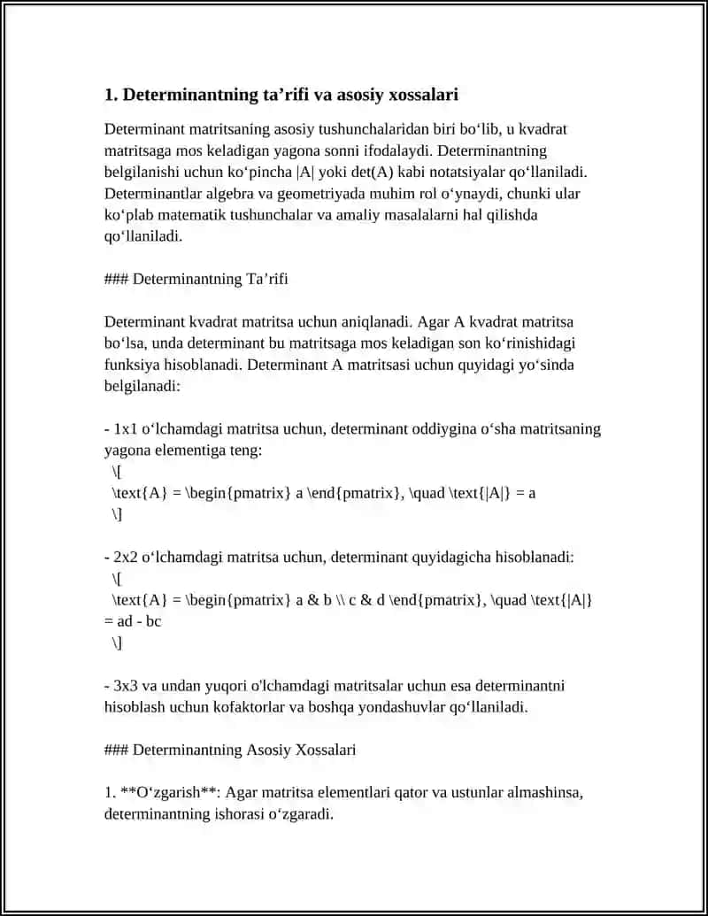 YUQORI DETERMINANTLAR 3